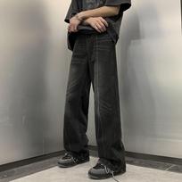 Men's Vintage Washed Straight Leg Wide Leg Jeans With Stitched Detail S juoda