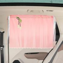 Lace Flower Fringe Suction Cup Car Sunshade Double-Layer Design UV Protection Curtain  Car Window rožinė