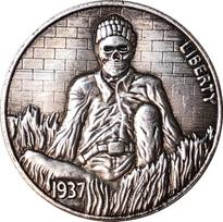 1937 m. JAV JUNGTINĖS AMERIKOS VALSTIJOS Kaukolės atminimo kolekcionuojami suvenyrai Sidabrinės monetos