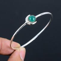 Half Moon Choose Your Color Natural Gemstone Bangle | 925 Sterling Silver | Filigree Bangle | Handmade Silver Bangle Jewelry for Women & Girls