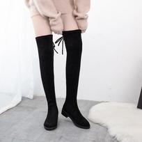 Fashion Thigh High Boot Female Autumn Winter Women's Over The Knee Boots Flat Stretch Sexy Fashion Shoes 2024 Black Casual Large Size 43 35 juoda