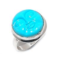 Natural Cameo Moonface Gemstone 925 Sterling Silver Jewelry Ring Size 8 t0D24