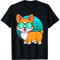 Vintage Corgi T-Shirt Kids Boy Girl Funny Corgi Retro Shirt T-Shirt S juoda