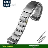 Stainless Steel Watch Band for Casio G-Shock GST-B200/B200D | 24x16mm Lug End Bracelet Strap | Men's Silver/Black Metal Band 24X16mm sidabras
