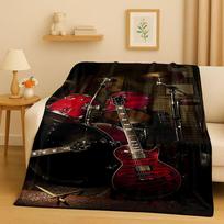 Classic Drum Kit Drum Set Rock Music Instruments Flannel Blanket,Ultra Soft Plush Throw for Home Bedroom Bed Sofa Cover Kid Gift 75x90cm