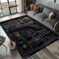 2025 New Retro Guns Pistol Ammunition Bullet Cartridge AK M4 Rug Carpet for Living Room Bedroom Decor,Non-slip for Sofa Doormat 40x60cm( 15x23in )