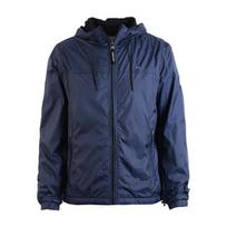 CALVIN KLEIN Windproof Waterproof Glossy Drawstring Hooded Logo Patch Zip Jacket Men Navy Blue 1658724-NVY L