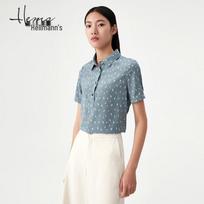 Haier Mans Women's Silk Blend Short Sleeve Blouse L