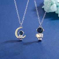 Moon Astronaut For Women Men Pendant Fashion Jewelry Korean Style Choker Spaceman Couples Necklace sidabras