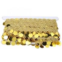 Creative Belly Dance Waist Chain Golden Pendant Shiny Tassel Sequins Lace Trim 10 Yards Handmade Gold Sequin Lace L