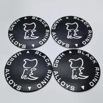 4pcs Black Rhino Logo Emblem Car Stickers Styling Accessories for Car Wheel Center Caps Wheels Rim Hubcaps Cover Badge Replace 45mm&Black Rhino Badge