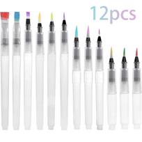 Easy To Use Refillable Paint Brush Water Pen Soft Watercolor Brush Ink Pen  Kids 12pcs