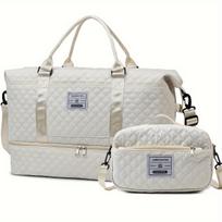 Large Capacity Travel Bag, Crossbody Yoga Gym Mother-Daughter Nested Bags Set, 2-Pack smėlis