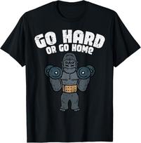 cotton Sport Top Gym Go Hard or Home Workout Motivation Fitness Men T-Shirt Graphic Vintage Classic Funny Short Sleeve Tee S įvairiaspalvis