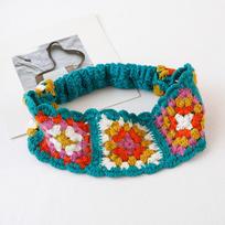 Colorful Hollow Crochet Bandana Flower Ethnic Style Hair Band Sweet Women Hair Scarf  Travel Style 3