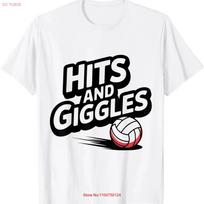 Funny Volleyball Quote Hits and Giggles Lovers T Shirt  vintage Washed Slightly graphic Unisex streetwear Versatile fashion S įvairiaspalvis