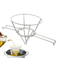 Deep Fryer Oil Cone Filter Holder Maple Syrup Cone Filter Stand With Folding Arms  Stainless Steel Reusable Strainer Rack CN