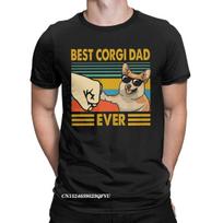 Men's T-Shirts Best Corgi Dad Ever Funny Corgi Owner Cool Cotton Tee Shirt Dog Animal Tshirt Round Collar Clothing Gift Idea S įvairiaspalvis