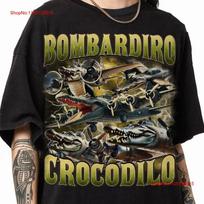 Bombardiro Crocodilo Funny Brain Rot Italian BrainroT T Shirt Crocodil vintage Washed Stretched Breathable Versatile fashion S įvairiaspalvis