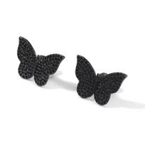 THE BLING KING Butterfly Stud Earring 925 Sterling Silver Earring Paved Black Cubic Zirconia Men Women Fashion Hiphop Jewelry juoda