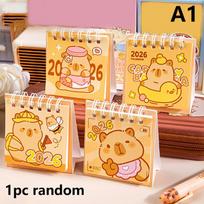 2026 Cartoon Pony And Capybara Mini Desktop Calendar Portable Coil Calendar Books Desk Decor