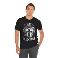 Deus Vult Skeleton Crusader Shield Cross T Shirt | Christian Knight, Templar S įvairiaspalvis