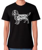 Springer Spaniel Dog Silhouette Unisex T-Shirt Hunting Breed Tee S įvairiaspalvis