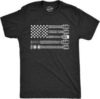 Mens Guitar Flag T Shirt Cool Rock and Roll American Musician Flag Graphic Novelty Tee S įvairiaspalvis