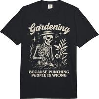 Gardening Because Punching People is Wrong Skeleton Comfort Colors Adult Heavyweight T-Shirt S įvairiaspalvis