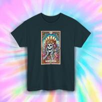Skeleton Queen Shirt Funny Drama Tarot Skull Crown Graphic Tee S-5XL S įvairiaspalvis