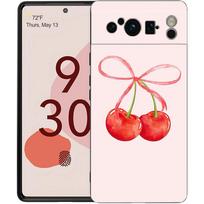 Phone Case For Google Pixel 9 8 8A 7 7A 6 Pro XL 6A 5G Black Soft Shockproof Back Cover TPU Shell Cute Cherry Bow For Pixel 6