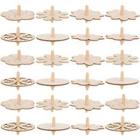 24Pcs Portable Gyro Toy Funny Kids Gyro DIY Wooden Gyro Unfinished Wood Gyro Painting Gyro