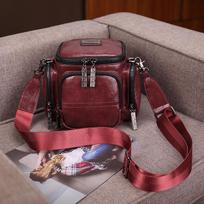Spring and Summer New Retro Fashion Camera Barrel Shaped Single Shoulder Crossbody Large Capacity Women's Bag violetinė