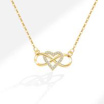 Micro Paved Zircon Infinity Heart Mobius Pendant Necklace Elegant Versatile Fashion Jewelry For Women auksas