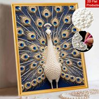 DIY Pearl Embroidery Diamond Painting Kit Majestic Peacock Sparkling Beads Art Craft Handmade Decoration Gift for Home 30x40cm black