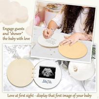 Baby Shower Guest Book, Memory Multipurpose 8.46'' Wooden Cover Sign for Gender