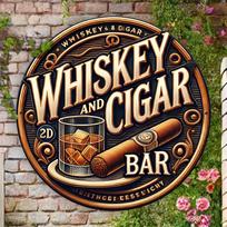 Mfoever Vintage Whiskey  Cigar Metal Wall Art  Xin Wooden Sign for Bar Man Cave and Home Decor (as the picture,1pc)