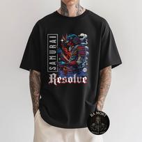 Samurai Resolve Oni Mask Japanese Gothic T-Shirt S įvairiaspalvis