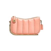COACH Swinger 20 Quilted Chain Sheepskin Mahjong Bag Hand Shoulder Bag Small Women Candy Pink rožinė