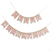 Merry Burlap Bunting Banner Hanging Garland Decor