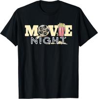 Movie Night T-Shirt Family Movie Night Shirts Popcorn Tees T-Shirt S įvairiaspalvis