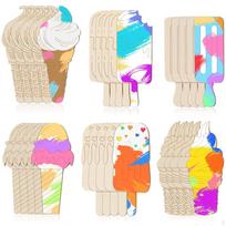 60Pcs Unfinished Wooden Ice Cream Cutouts Blank Wood Slices Party Ornaments