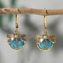 Vintage And Exquisite Dragonfly Earrings, Bohemian Style Elegant Birthdays Weddings Mother's Day Christmas Valentine's Day Gifts mėlyna