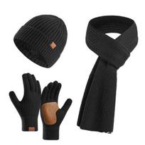 3 vnt. / rinkinys Unisex žieminių beanie skarelių pirštinių rinkinys storas megztas šiltas kepuraitės Great Friction delninės pirštinės Elastinė ausų apsauga nuo vėjo kupolo kaklo metmenų rinkinys juoda