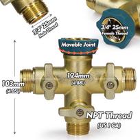 NPT/BSP 3/4  Cross Type Garden Taps Adapter Copper-plated Aluminum Heavy-duty Faucet for Garden Irrigation Connector Stop Water 3/4''