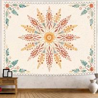 Boho Floral Mandala Tapestry for Bedroom Bohemian Flower Wall Tapestry Aesthetic Large Vintage Orange Hippie Indian Tapestries 70x100CM