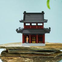 Micro-Landscape Rockery with Lights: Chinese Pavilion & Amphibious House Bonsai Decor Double Pavilion without Lights