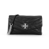 Tory Burch Logo Plaque Herringbone Quilted Lambskin Crossbody Bag Women bags Black 90343-002 Basic Set (Bag+Dust Bag)