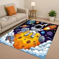 Cartoon Astronaut Spaceman Planet Living Room Non-Slip Area Rug Carpet For Bedroom Playroom Sofa,Home Decor Doormat Christmas 40x60cm( 15x23in )