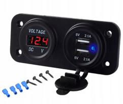 Gniazdo Zapalniczki 12V Usb 5V 2A Woltomierz Samochodowy Panel Auto Pls37B